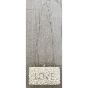 Boutique Alessia Pearly Rhinestone Silver Chained Evening Purse